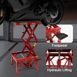 Hydraulic Motorcycle Lift Jack, MERXENG 300 LBS Capacity Steel ATV Scissor Lift Jack for Motorcycles, Portable Motorcycle Lift Table
