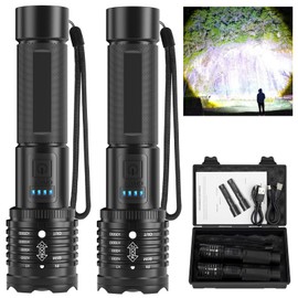 BEFAMALI Rechargeable LED Flashlights High Lumen: 990,000 Lumens Super Bright Tactical Flashlight with 3 Modes & IPX7 Waterproof, Handheld Powerful Flash Light for Home Camping(2 Packs)