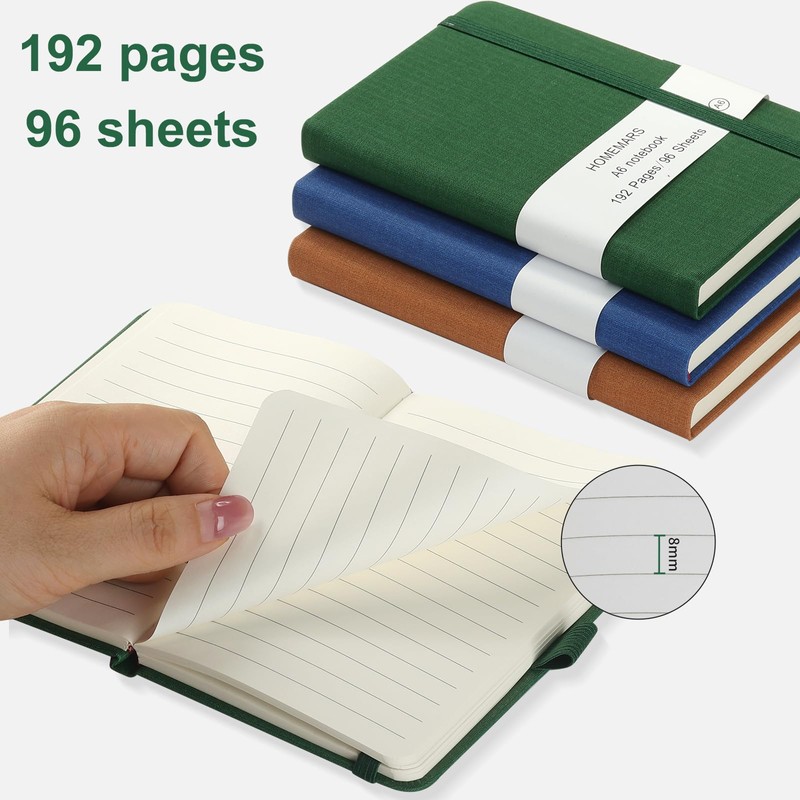 HOMEMARS Notebook A6, 3-piece notebook set, 14.4 cm x 9.6