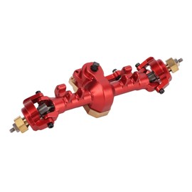 RC Front Axle Assembly, Aluminum Alloy + Brass RC Complete Front Axle Available for Axial SCX24 AXI90081 1/24 RC Trucks(red)