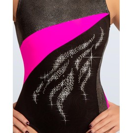 United All Around Maillot de gimnasia para niñas, adultos, niños pequeños, Negro asimétrico y magenta #289, 3 Años/4 Años