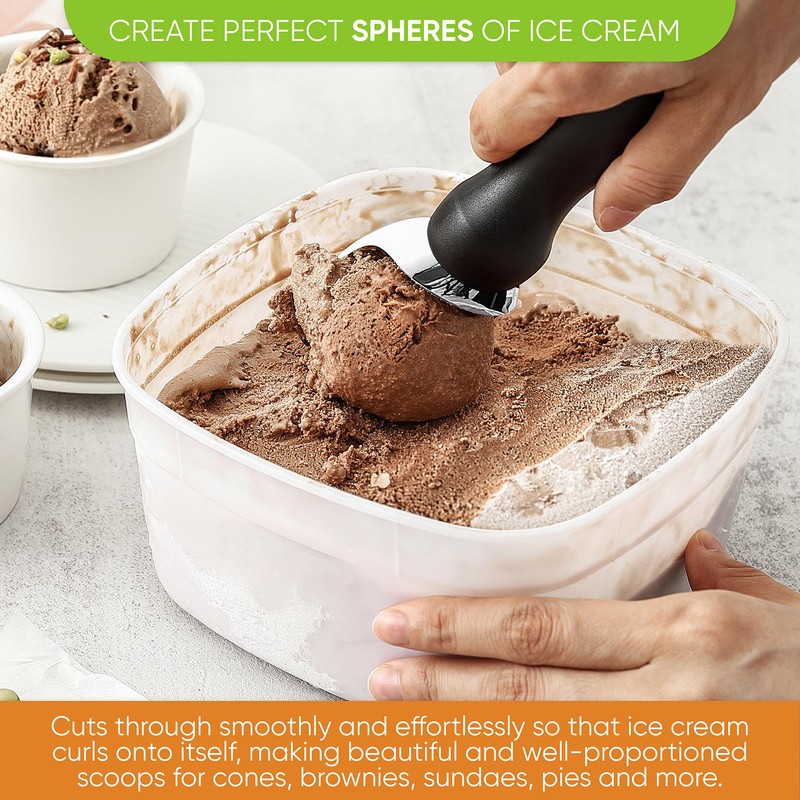 Spring Chef Ice Cream Scoop with Soft Grip Handle, Professional
