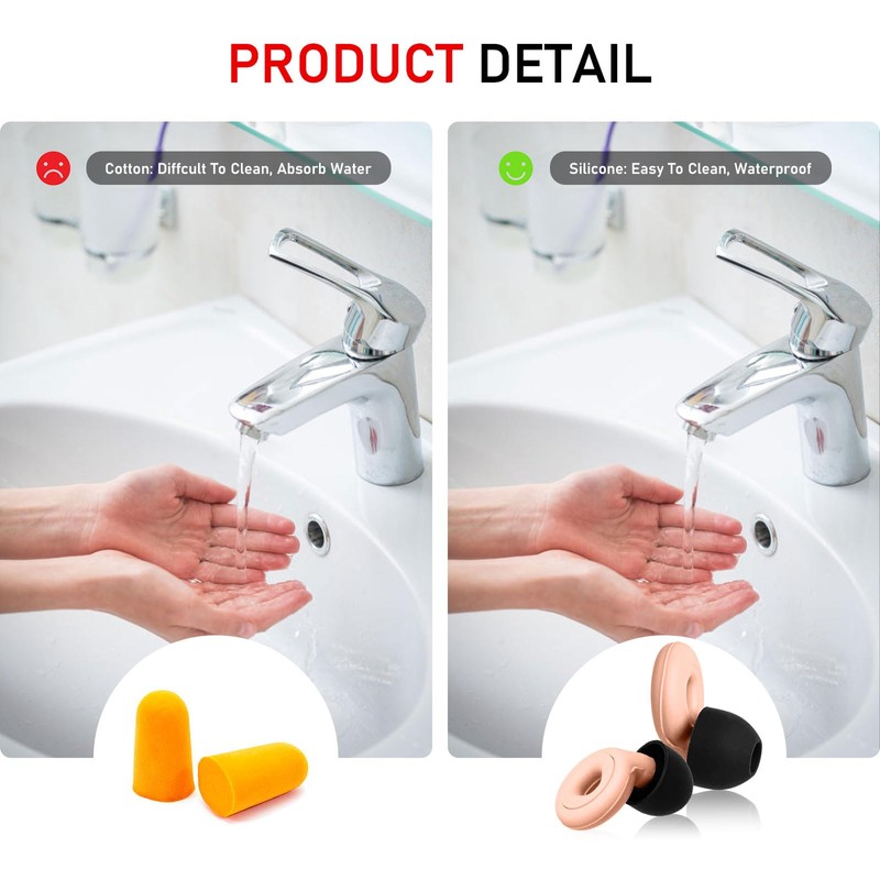 Noise Cancelling Ear Plugs for Sleeping, Swimming, Studying, Working, Concerts