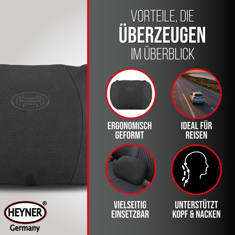 HEYNER Headrest Cushion Black – Ergonomic and Super Soft I