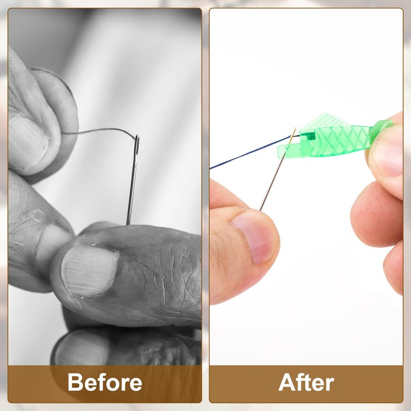 Alpinleux 12 Pcs Fish Type Sewing Machine Needle Threader, Needle