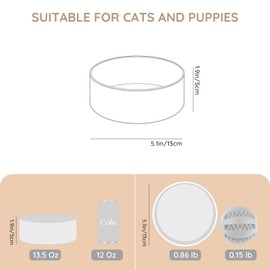 SPUNKYJUNKY 13.5OZ Ceramic Dog and Cat Bowl, Modern Cute Weighted Food Water Bowl for Replacement White (1 Pack)