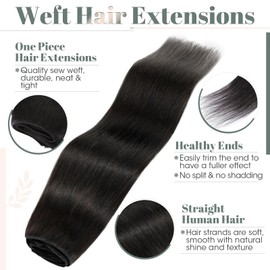 Weave Hair Extensions Sew in Black Human Hair Extensions 100g Weft Straight Human Hair Bundles Real Remy Glue in Hair Wefts 10" #1B Natural Black