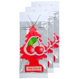 LITTLE TREES Car Air Freshener | Hanging Paper Tree for Home or Car | Wild Cherry | 3 Pack