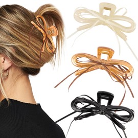 Vovii 3Pcs Bow Claw Clips for Women, Stylish Hair Clips with Bow Design for Hair Accessories for Thin and Thick Hair