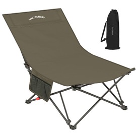 Whitsunday Camping Lounge Chair, 3 Adjustments Reclining Camping Chair, Lawn Chairs Folding Chair with Side Pocket for Camping, Beach, Picnic Green