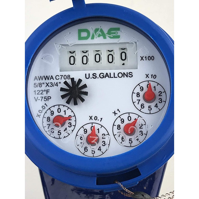DAE V-75Pn Vertical Water Meter, Rotating Register, Pulse Output, 3/4”