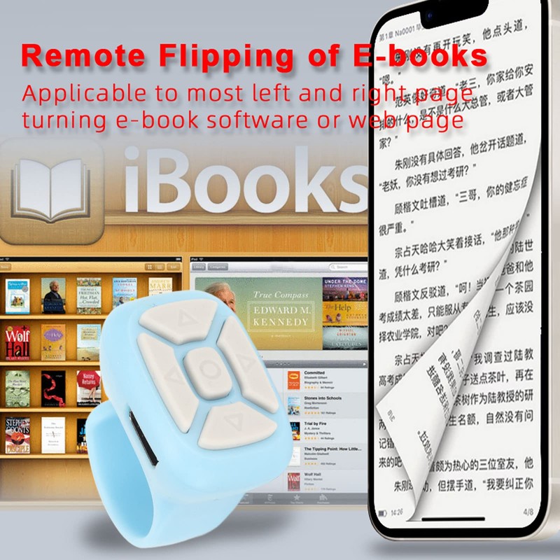 Smartphone Remote Shutter, Multifunctional Button Clicker, Remote for Swapping Pages