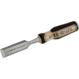 Spec Ops Tools Cincel de madera, hoja de 1 pulgada, hoja de acero de alto carbono, agarre absorbente de golpes