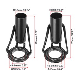 PATIKIL Fishing Rod Tips Repair Kit 5.5mm/6mm Tube Dia, 6 Pcs Stainless Steel Ring Guide for Saltwater Freshwater Fishing, Black