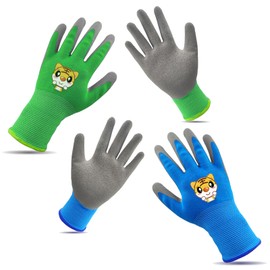 Children's Gardening Gloves, 2 Pairs of Children's Work Gloves, Latex Protective Gloves for Boys and Girls, Security Gloves for DIY, Daily Housework, Painting, Outdoor Activities (2-5 Years)