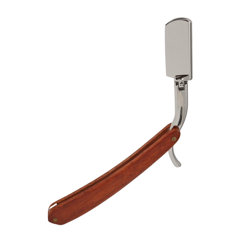 Folding Manual Straight Clipper Wooden Handle Barber Foldable Manual Beard