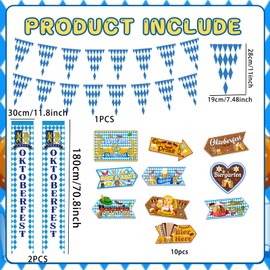 14Pcs Oktoberfest Decorations Including Oktoberfest Flag Banner Doors Banner Yard Signs for Beers Festival Family Outdoor Party Decor Photo Props Decor