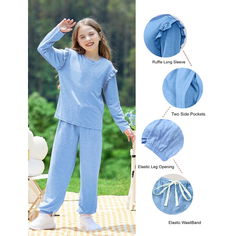 Yekaty Size 8 Clothes Stylish Ruffled Sleeve Tops and Leggings