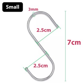 BOULTON S Hooks – Pack of 10 | S Hooks for Hanging Heavy Duty Hooks | S Shaped Hanging Hooks | Hangers for Clothes Kitchen Garden Pans Pots Coffee Cups Door | Sizes 7cm, 9cm and 12cm (S - 7cm)