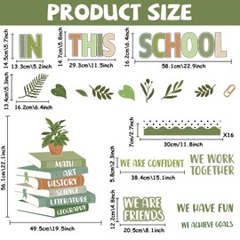 Greenery Motivational Bulletin Board Set Welcome Back to School Potted Plant Affirmation Station Classroom Decorations Set Leaves in This School Paper Cutouts for Elementary Wall Door Supplies