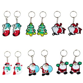 12 Pcs Christmas Keychains Christmas Keyring,Santa Claus Snowman Key Rings,Xmas Stocking Pendant Cartoon Keyrings,Bulk Decorations for Xmas Tree Party Home Decor for Kids Adults Gift Bag Fillers