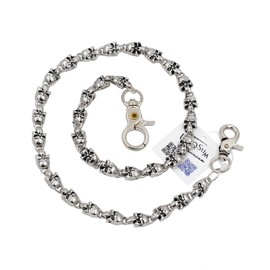 UNIQSUM Slim Scowling Skull Wallet chain Metal Biker Punk Key chain