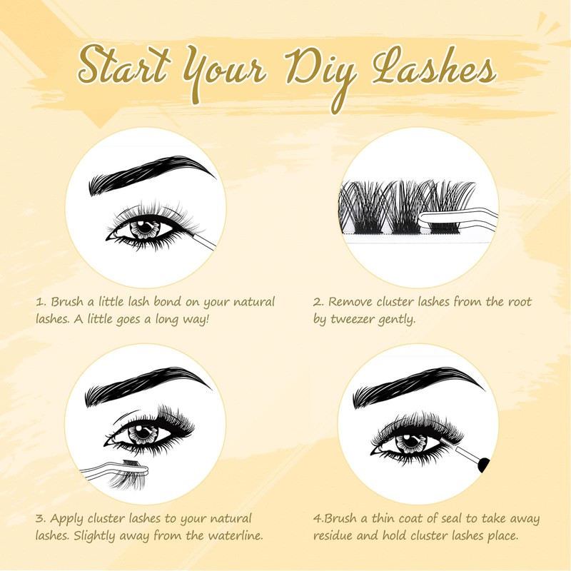 QUEWEL Eyelash Cluster, 144 Pieces DIY Eyelash Extensions Kit, Super