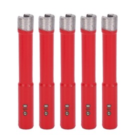 5Pcs Saw Bit Set FlatTooth Diamond Particles Red Coated Drill Bit Marble Hole Opener 10mm