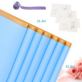 YIDATIKER 20 sheet Flower Wrapping Paper,waterproof floral wrapping paper for bouquets,DIY Florist Supplies Packaging Paper with satin ribbon for Wedding,Birthday,Valentine's Day(Blue