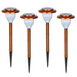 Alpine Corporation LBM174SLR-4 Solar Copper Stainless Steel Pathway LED Lights, 15" H, Bronze, Set of 4