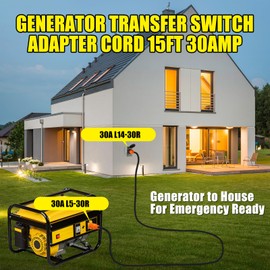 Saysurey NEMA L5-30P to L14-30R Generator Transfer Switch Adapter Cord, 30 Amp Locking L5-30P Male to L14-30R Female Locking Ring Generator to House Inlet Box Adapter, STW 10 AWG, ETL Listed (25ft)