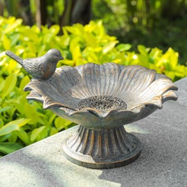 MUMTOP Bird Baths for Outdoors, Antique Outdoor Garden Birdbath Bowl Resin Bird Baths and Feeder with Vintage Bird Ornament for Outside Yard Table Decor