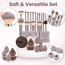 Premium Makeup Brush Set for Face & Eye Application - Soft Fluffy Cosmetic Brushes for Foundation, Blush, Eyeshadow & Contouring