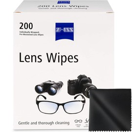 Lens Wipes and Cleaning Cloth Pack - Gift for Photographers - Pre-Moistened Individually Wrapped Alcohol-Free Wipes for Coated Glass on Glasses, Binoculars, Sunglasses, Camera Lenses, Scopes -200Count