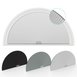 Changshade Arch Window Shades Blackout,Half Moon(Radius: 24") Blackout Pleated Window Shades, Half Circle No Drill Cellular Shades for Windows, Easy Cut and Install