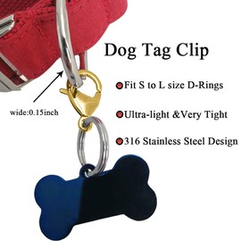 IVIA Dog Tag Clips / 316 Stainless Steel Lobster Buckle with Rings for Cat& Dog Collars and Necklace(2 Pack Gold)