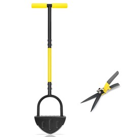 Byhagern Manual Edger, Half Moon Edger, Saw-Tooth Garden Edger Hand with Steel Long Handle, Lawn Edger for Garden Sidewalk Flower Beds