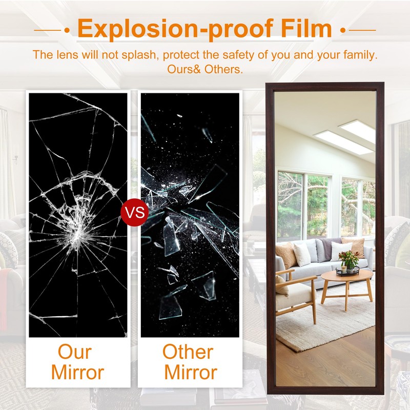 PexFix Door Mirror Full Length 51"x18" Over The Door Rectangle