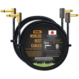WORLDS BEST CABLES 2 Units - 2 Foot - Pedal, Effects, Patch, Instrument Cable Custom Made Using Mogami 2319 Wire & Eminence Tiny Gold-Plated Angled TS Connectors