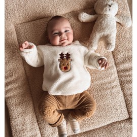 ZZLBUF Baby Boy Girl Christmas Outfits Long Sleeve Pullover Tops Sweatshirt Pants Set Infant Toddler Christmas Clothes (04- Reindeer Brown, 0-6 Months)