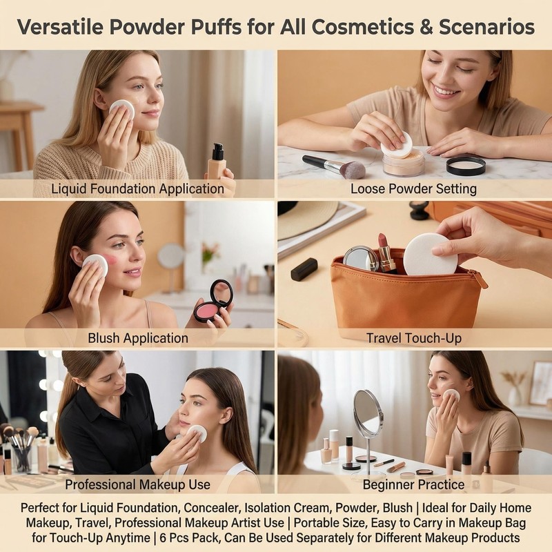 6 PCS White Large Makeup Blender Cosmetic Eye Face Foundation