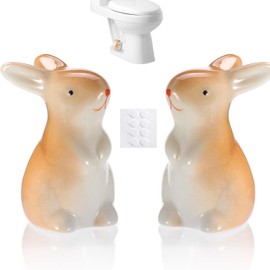 Bunny Ceramic Toilet Bolt Caps - Decorative Toilet Caps for Bottom of Toilet, Maximalist Decor Toilet Screw Cover Caps, Stylish Toilet Bowl Bolt Covers with Adhesive Dots
