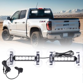 Tiannor 2X 6.1 inch Emergency Strobe Lights 12 LED Hazard Warning Flashing Safety Dash Side/Front/Rear Windshield Lights Grill Surface Mount for Construction Vehicles Tow/Plow Trucks(White Light)