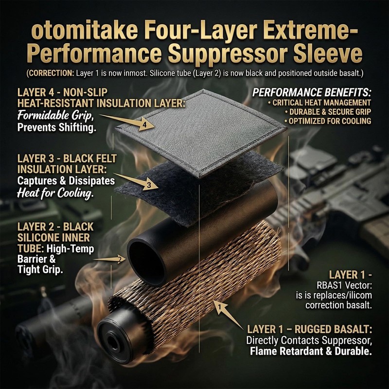 Otomitake Suppressor Cover (5/6/7/8/9 Inch) High Heat Resistant Suppressor Wrap