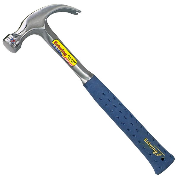 ESTWING Hammer - 16 oz Curved Claw with Smooth Face & Shock Reduction Grip - E3-16C