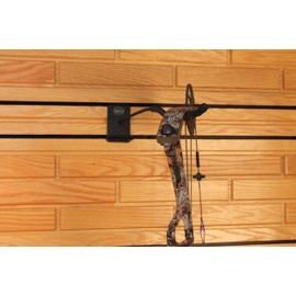 Hold Up Displays Angled Compound Bow Hanger for Slatwall Display Left Facing Archery Holder Wall Display for Hunting, Target and Competition Bows (3" Slatwall Left) – Made in The USA