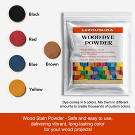 Wood Stain Powdered Solvent - Wood Dye - Indoor and Outdoor Furniture and More - Fast Drying - Wood Dye Powder - Wood Stain for Crafts - 5 Color Kit