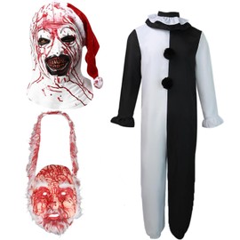 Foyacos 2024 Terrifier 3 Art The Clown Costume for Adults Men Bodysuit with Mask (Fullset-B, M), Medium