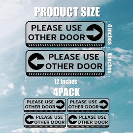 4stk Please Use Other Door Schild, 30x10cm Statisch Haftend Bitte Andere Tür Benutzen Aufkleber mit Pfeil nach Links Rechts Entfernbar Wasserfester Aufkleber für Geschäft Glas Büro Geschäft