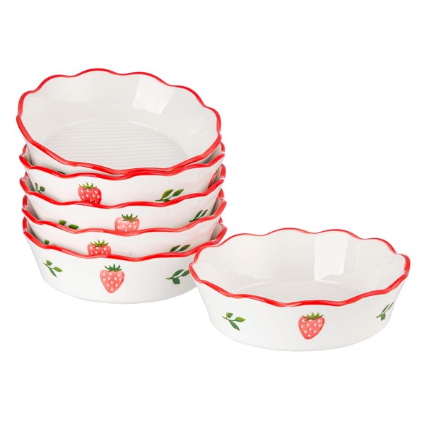 Strawberry ceramic mini pie pan, 6.5-inch, 12oz pie plate, suitable